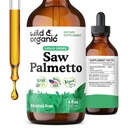 Wild & Organic Saw Palmetto Tincture - Saw Palmetto Extract Supplement for Mænd & Kvinder - Flydende pulverbaserede dråber - Serenoa Repens Berries - Vegan, Sukker & Alkohol- Free - 4 fl oz
