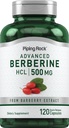 Piping Rock Berberine HCL Supplementér 124; 500mg • 124; 120 Kapsler • 124; Barberry Extract • 124; Non- GMO, Gluten Free