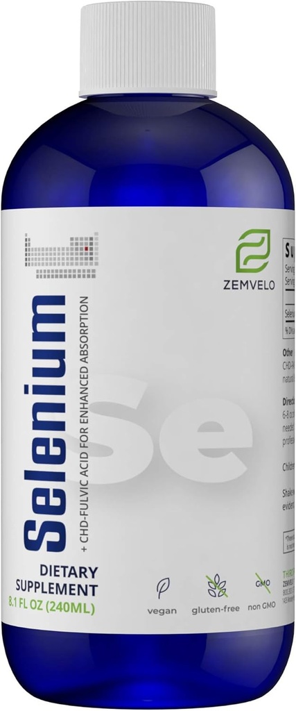 ZEMVELO flydende ionisk selenium supplement - voksen sund aldring supplement - understøtter immunsystem & antioxidant forsvar for lang levetid og wellness - 3 måneders forsyning