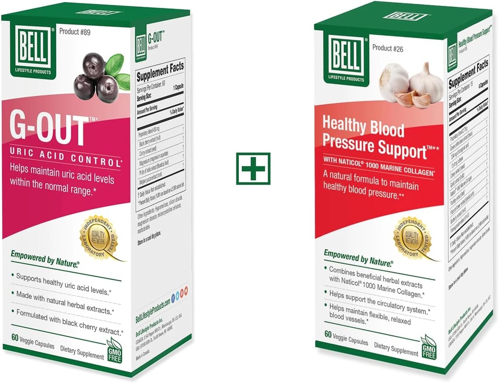 Bell Bundle - Sund blodtrykssupport & G- Out Uric Acid Cleanse- 25 År rundt om i verden, solgt direkte af producenten