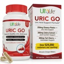 # 1 URIC GO Uric Acid Cleanse Support for G.O.U.T - Natural Nyre Cleanse Detox Formel Chanca Piedra, Selleri frø, Tart Cherry, Tranebær, Pomegranat, Gurkemeje, Vegansk Non- GMO 60 Kapsler