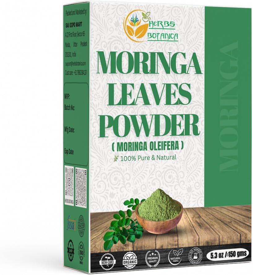 Urter Botanica Moringa Leaf pulver blade oleifera Pure Premium Indian Powder Natural Fresh Morning Drink Vitamin og immunvitamin Superfoods 5.3oz Pakning