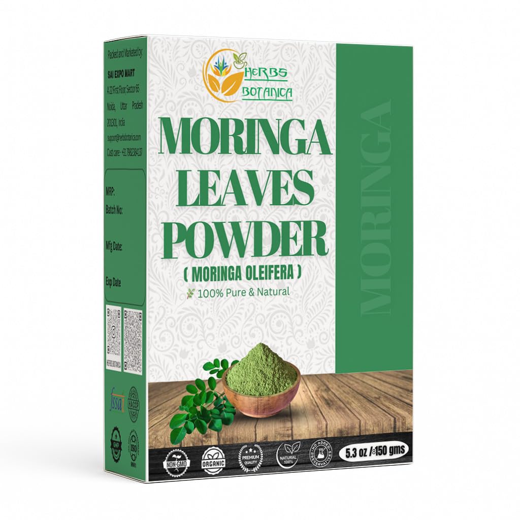Urter Botanica Moringa Leaf pulver blade oleifera Pure Premium Indian Powder Natural Fresh Morning Drink Vitamin og immunvitamin Superfoods 5.3oz Pakning