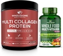 Hele fødevarer Multivitamin til kvinder + Multi Collagen Protein Powder Hydrolyseret (type I II III V X) Bundle