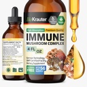 BIO KRAUTER immunforsvar Mushroom Supplement - Lions Mane, Shiitake, Tyrkiet Tail, Reishi, Chaga & Maitake flydende ekstrakt - Mushroom Complex tincture - Vegan Drops 4 Fl.Oz.