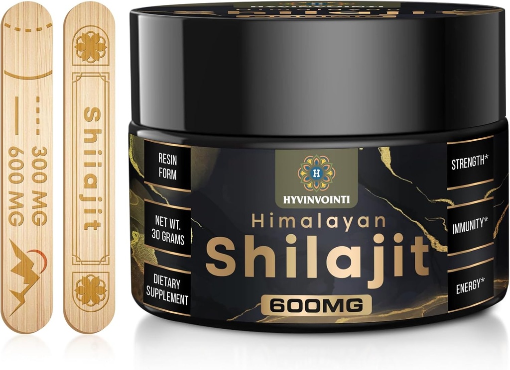 600mg Shilajit Pure Himalayan Organic Shilajit Resin- Shilajit Resin Organic Gold Grade, 100% Pure Organic Shilajit for Energy & Immune Support, Rich in Fulvic Acid & 85 + Trace Minerals, 1 Pack