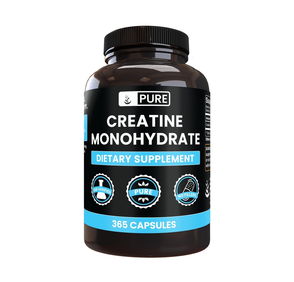 PURE ORIGINALSKE INGREDIENSER Creatinmonohydrat (365 kapsler) Ingen Magnesium eller Rice Fillers, Altid Pure, Lab Verified