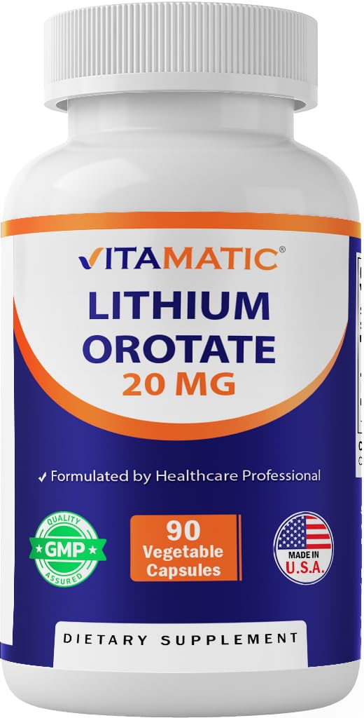 Vitamin Lithium Orotere 20mg, 90 kapsler - Veggie Caps, Non- GMO, Gluten Free