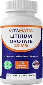 Vitamin Lithium Orotere 20mg, 90 kapsler - Veggie Caps, Non- GMO, Gluten Free