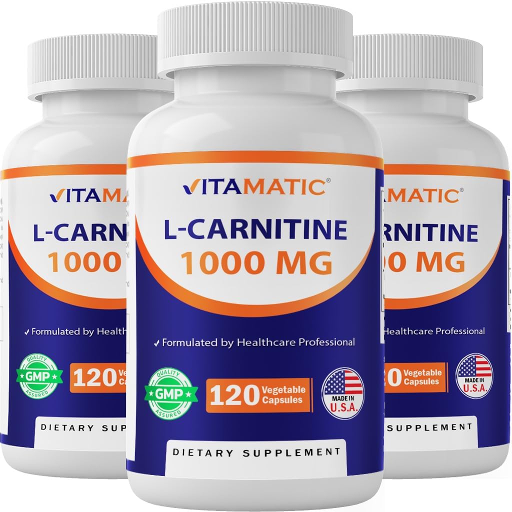 Vitamatisk L- Carnitin Fumarate 1000 mg - 120 Vegetabilske kapsler (3 flasker)