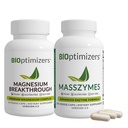 BiOptimizer Magnesium Breakthrough 4.0, (60 kapsler) & MassZymes 4.0, (250 kapsler) - Naturlig søvn, hjerne, og fordøjelsessygdomme Support Bundle