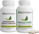 BiOptimizer Magnesium Breakthrough 4.0, (60 kapsler) & MassZymes 4.0, (250 kapsler) - Naturlig søvn, hjerne, og fordøjelsessygdomme Support Bundle