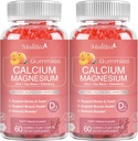 1200mg Calcium Gummies med D3, K2, Zink - Plant Complex Calcium Magnesium Supplement med Glycinat, Kalium, C-vitamin & hele naturlige fødevarer til ben & immunsupport- 120 tyggetabletter sukkerfri