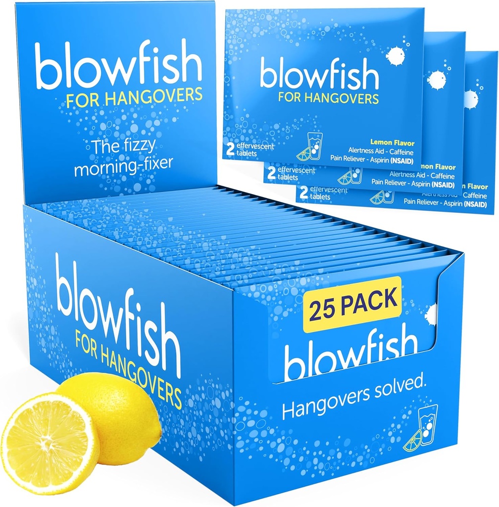 Blowfish til tømmermænd 124; Perfekt til velkomst poser, tømmermænd Kits, bryllup & Bachelorette Favors # 124; Fast tømmermænd Relief # 124; 25 enkeltdosis Envelopes # 124; Starter til at arbejde i 15 minutter