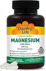 Target- Mins Magnesium med Silica 300mg, 60 Vegankapsler, Certificeret Gluten Free, Certificeret Vegan
