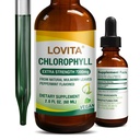 Lovita Chlorophyll flydende dråber, høj potens 120 mg / ml, 7,200 mg pr. flaske, Natural Energy Booster & immunforsvar, intern deodorant, hudsundhed, Vegan & non- GMO, Mint Flavor, 60 Servere 2 Oz