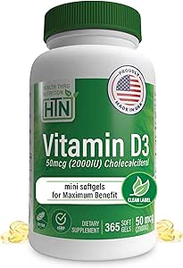 Health Thru Nutrition Vitamin D3 2000iu 365 Mini Softgels for Maximum Benefits | Year Supply | 50mcg Cholecalciferol | 3rd Party Tested | Non-GMO USP Grade in EVOO | Immune Health Support