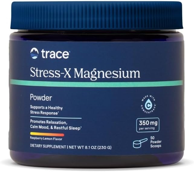 Trace Minerals Stress- X Magnesium Powder Raspberry Lemon Flavor 8.5 oz ttesmå 124; Dag og nat pulver, Stress Relief, Regularitet, Slap af, dvaletilstand 124; hjerte, energi, relæser Muskler, Cell Functional