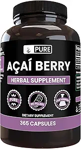 PURE ORIGINAL INGREDIENSER Acai Berry (100 kapsler) Ingen Magnesium eller ris Fyldere, Altid Ren, Lab Verified