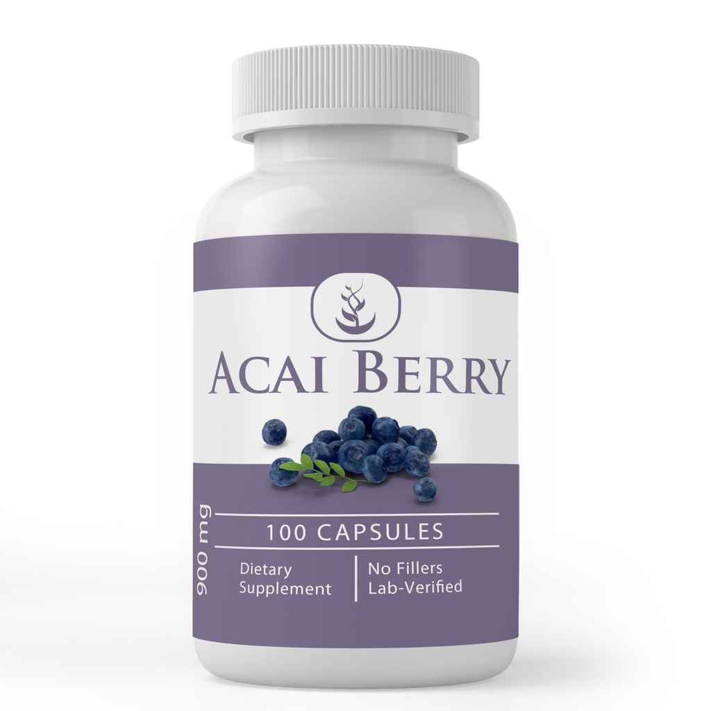 PURE ORIGINAL INGREDIENSER Acai Berry (100 kapsler) Ingen Magnesium eller ris Fyldere, Altid Ren, Lab Verified