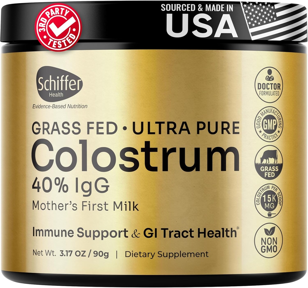 Premium Colostrum Supplement Højeste IgG for Gut Sundhed, immunforsvar & Inddrivelse Superfood, Anti- Age - Pure Grass- Fed Bovine Colostrum Powder - Mors første mælk, 60 Servere, Unflavored