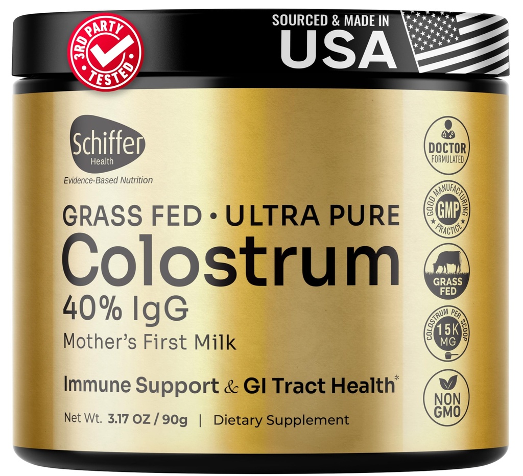 Premium Colostrum Supplement Højeste IgG for Gut Sundhed, immunforsvar & Inddrivelse Superfood, Anti- Age - Pure Grass- Fed Bovine Colostrum Powder - Mors første mælk, 60 Servere, Unflavored