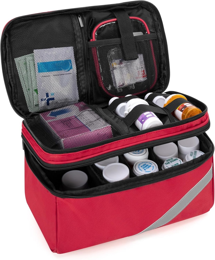 Trunab Medicine Storage og Organizer Bag Tom, Pill Flaske Organizer med transportable små Pouch, Home Førstehjælp Box for akut medicin, Kosttilskud eller medicinske Kits (Kun taske) (Patent Design)