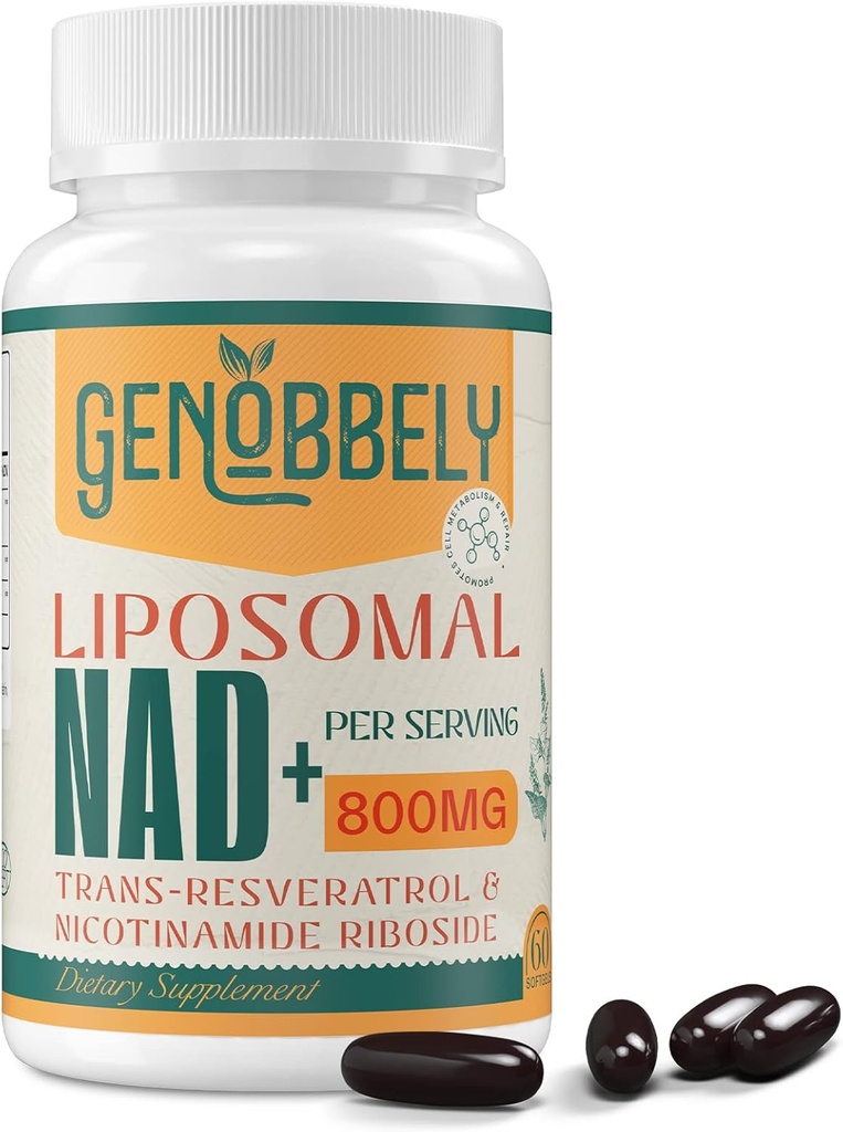 800 mg Liposomal NAD + Supplement med Nicotinamid Riboside 200 mg, Trans- Resveratrol 100 mg - True NAD supplement til DNA reparation, sund aldring, hjerne funktion - 60-dages forsyning