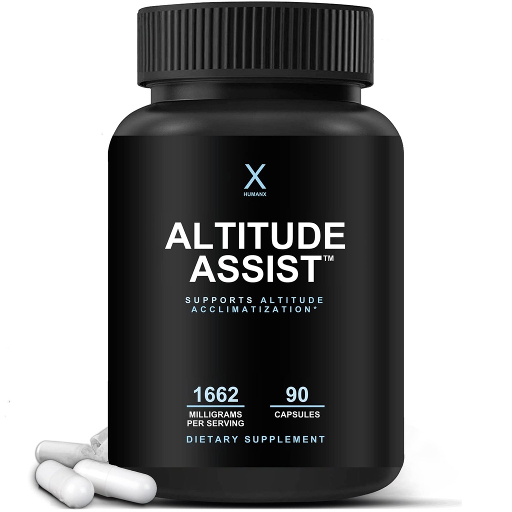 Højdehjælp - forebyggelse af højdesygdomme - relief for bjergsport (skiing, snowboarding, klatring) - ikke-GMO, Vegan, Keto - formel for akklimatisering, højdesygdom supplement - af HumanX