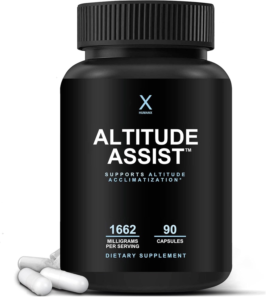 Højdehjælp - forebyggelse af højdesygdomme - relief for bjergsport (skiing, snowboarding, klatring) - ikke-GMO, Vegan, Keto - formel for akklimatisering, højdesygdom supplement - af HumanX