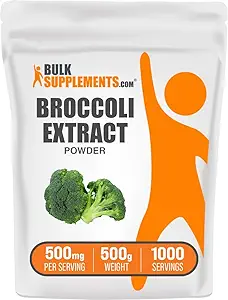 BulkSupplements.com Broccoli Extract Powder - from Broccoli Florets, Sulforaphane Supplement - Vegan & Gluten Free, 500mg per Serving, 500g (1.1 lbs) (Pack of 1)