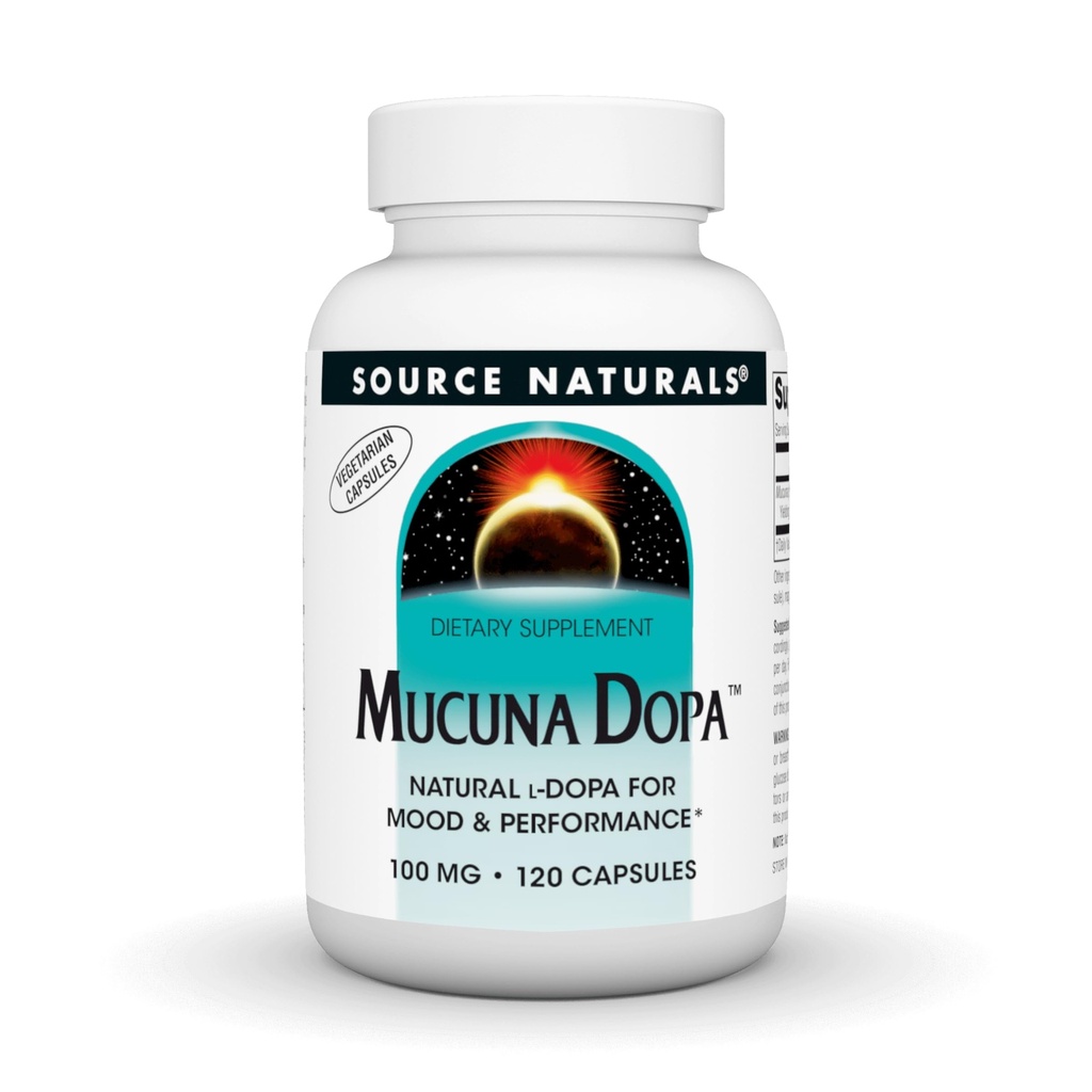 Source Naturals Mucuna dopa, for Mood & Performance *, 100 mg - 120 vegetariske kapsler