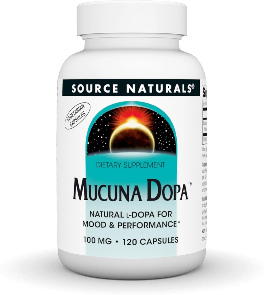 Source Naturals Mucuna dopa, for Mood & Performance *, 100 mg - 120 vegetariske kapsler