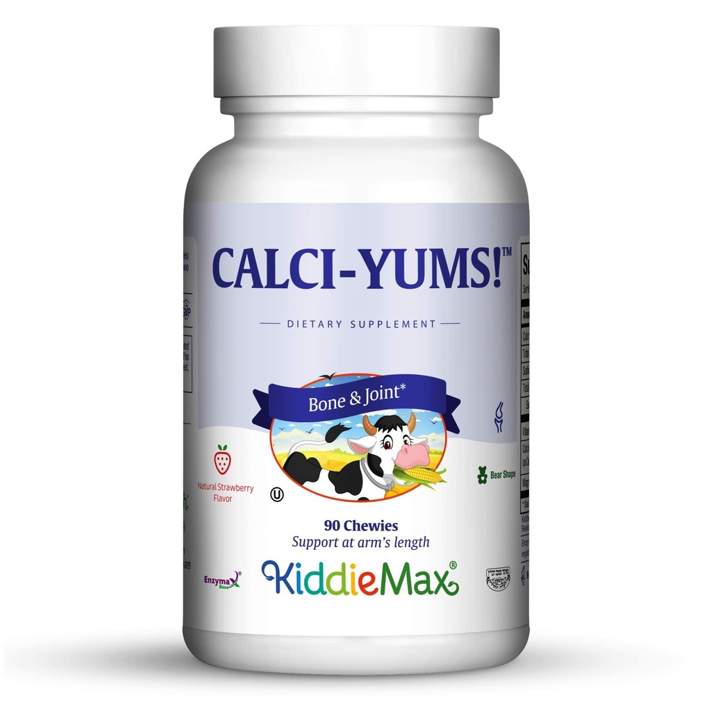 Maxi Health KidieMax Calcium - CalciYum! - Opskåret - Animal Shaped Chewies - Kosher (90 Greve)