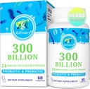 Probiotika til kvinder & mænd - 300 Millioner CFU, 24 Strops Probiotika + 15 Økologiske urter Prebiotika til fordøjelse, Gut sundhed, immunforsvar, obstipation, Diarré & Whole- Body Health - 2 Months Supply