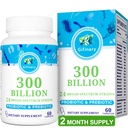Probiotika til kvinder & mænd - 300 Millioner CFU, 24 Strops Probiotika + 15 Økologiske urter Prebiotika til fordøjelse, Gut sundhed, immunforsvar, obstipation, Diarré & Whole- Body Health - 2 Months Supply