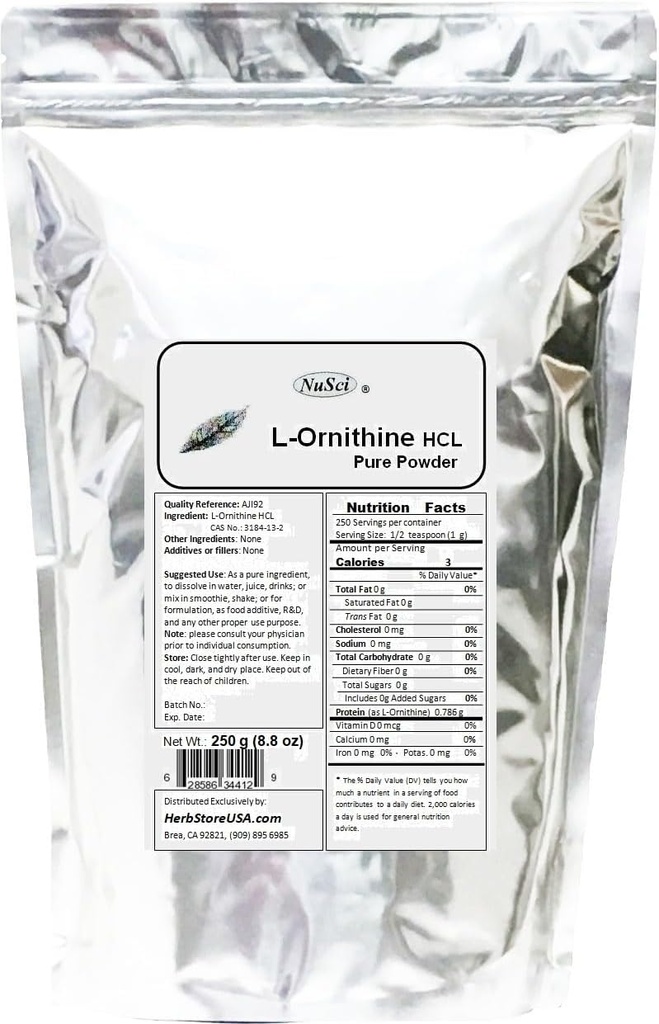 Pure L- Ornithin Powder 250g (8,8 oz) AJI kvalitet