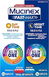 Mucinex Fast- Max maksimal styrke kold & Flu dag og nat medicin, 40 Greve
