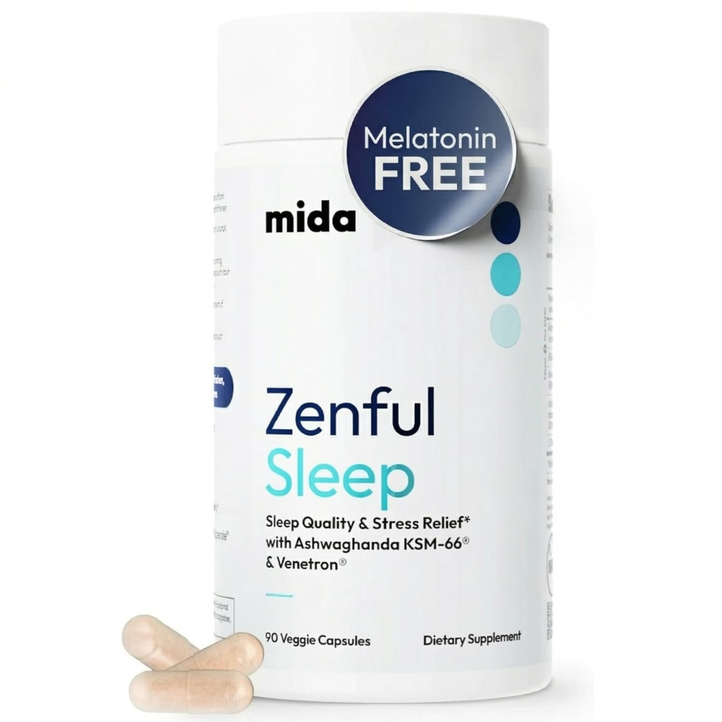 Mida Health ® Zenful Sleep 6- in-1 Natural Sleep Aid for voksne uden melatonin