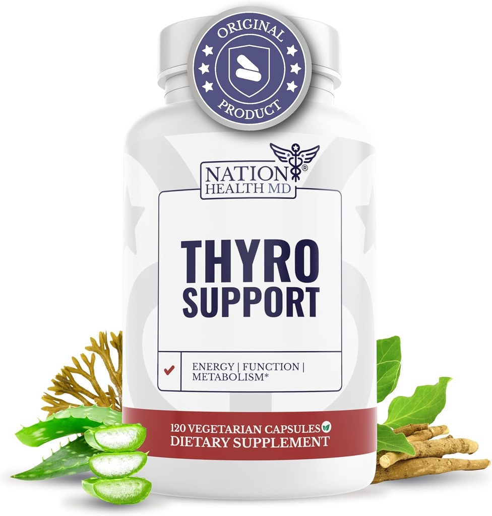 Thyro Support - Thyroid tillæg med Selen, Bladderwrack & Zink - Thyroid sundhed for kvinder & mænd - Vegan, ikke GMO, Gluten Free - 120 kapsler