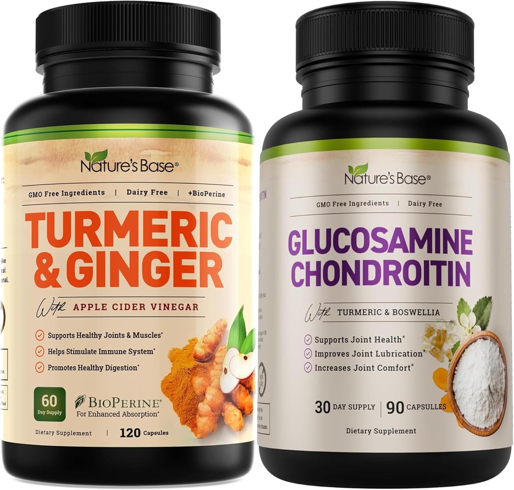 Nature 's Base Gurkemeje & Ginger 120 ct + Glucosamin Chondroitin 90 ct