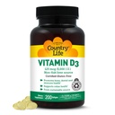 Country Life Vitamin D3 5000 IE for immun- og ben- sundhed, calciumabsorption og kolon - bæredygtig kilde fra Lanolin, fås i forskellige styrker