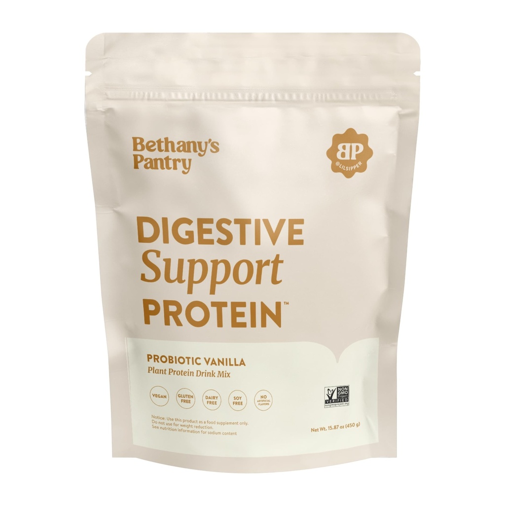 Nuzest Bethanys Pantry fordøjelsesmiddel Protein - Probiotika til fordøjelsessygdomme - Clean Lean Protein - Premium Vegan Pea Protein Powder - Plant Based - 20 Servere, 1 Pound (Pack of 1) - Vanilla