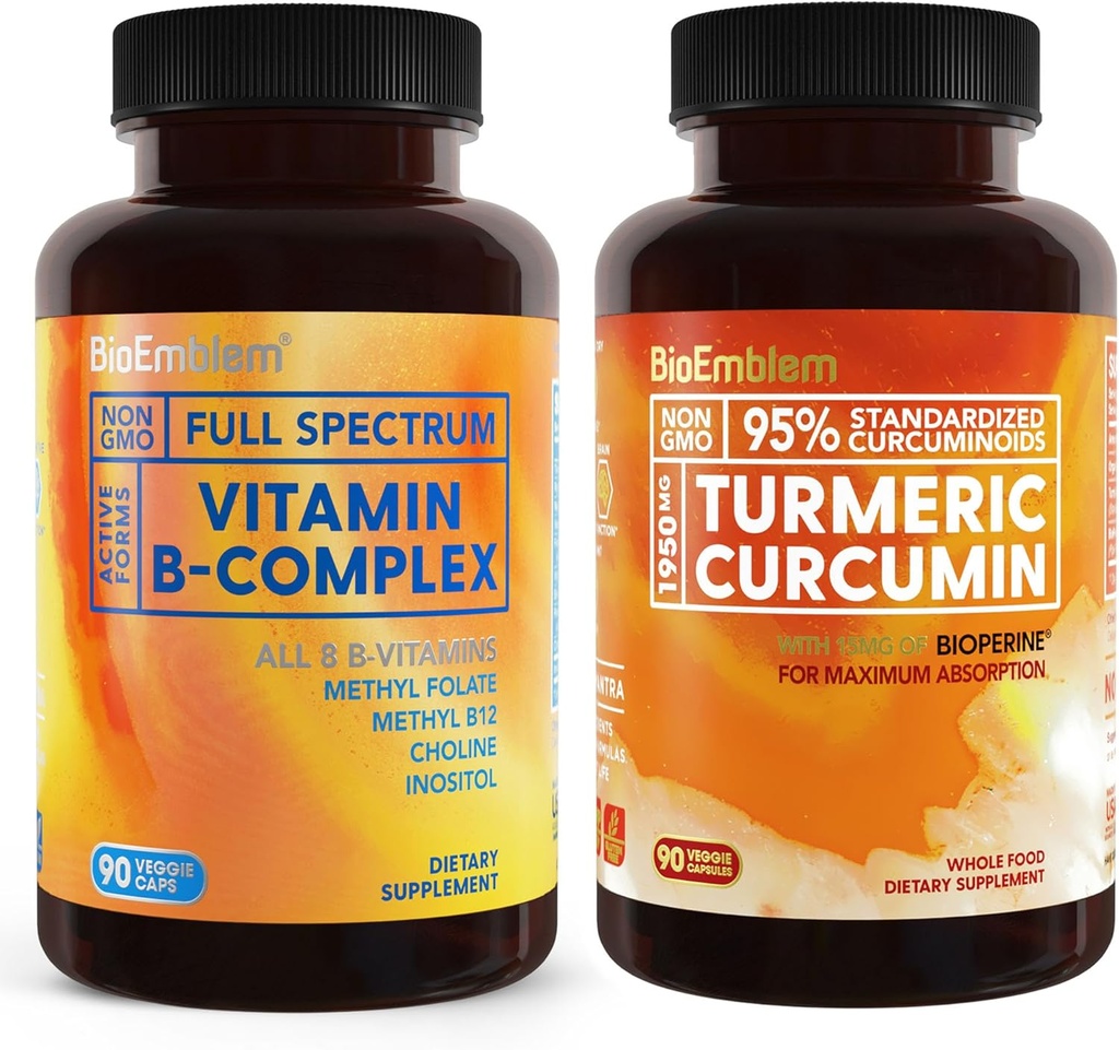 Bioemblem gurkemeje Curcumin Supplement til BioPerine og vitamin B- kompleks
