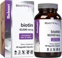 Bluebonnet Nutrition Smuk Ally Biotin 10.000 mcg, Styrke hår & negle *, Non- GMO, Vegan, Kosher Certificeret, Gluten- fri, Soy- fri, 90 Vegetabilske kapsler, 90 Servere