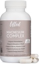 Magnesiumkompleks - Opsvulmede naturtyper Magnesiumtillæg w / Bisglycinat, malat, taurat - 120 kapsler - Biotilgængelig Magnesiumformel til mad, søvn, energistøtte *