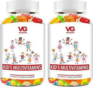 VITA GLOBE Kids Complete Multivitamin Gummies - med Vitaminer A, C, D, E, B6 & B12 Beeg 124; Daglig immunforsvar, Vækst & Wellness Support