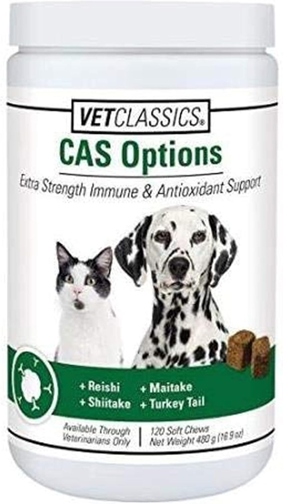 Vet Classics CAS muligheder Ekstra styrke immunforsvar til hunde, Katte - Pet Health Supplement, Hund Antioxidant Care - Ekstra styrke Hund tillæg Formel - 120 bløde tygger