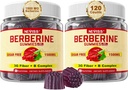 NEVISS Berberine Supplement 1500mg, AMPK Activator med 3G Prebiotic Fiber, B1 B3 B6, Sugar Free Berberine HCL Gummies for Women and Men - Understøtter immunsystem, fordøjelsesbesvær, 2pack 120 Cts