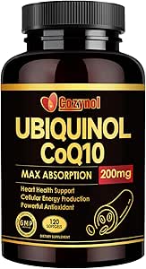 Ubiquinol CoQ10- 200mg- Softgel med E-vitamin & Omega 3, High Absorption Coenzym Q10 Support Heart Health & Energi- Production Powerful- Antioxidant, 120 Counts